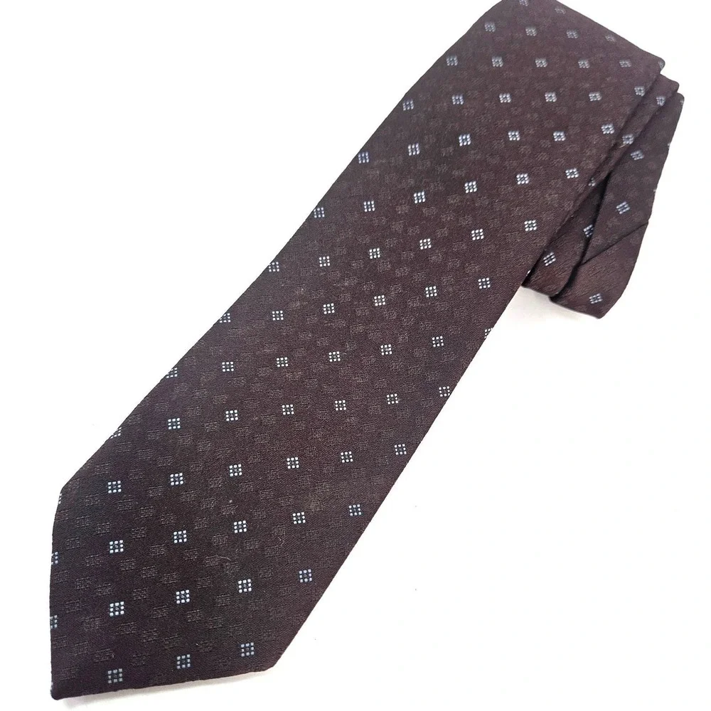 Vintage 1970s The Mens Shop JCPenney Brown Blue Geometric Polyester Necktie MCM‎